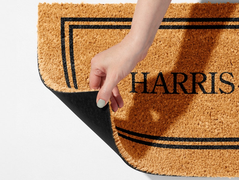 Housewarming Gift Home Decor, Personalized Door Mat with Family Name, Wedding Gift for Couples, Custom Welcome Doormat w/ Anti-Slip Backing