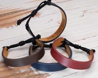Gifts for Him - Personalized Leather Bracelet - Men's Bracelet - Husband Gifts from Wife, Birthday Gifts for Men, Boyfriend Gift
