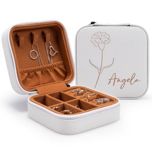 Travel Jewelry Box, Mothers Day Gift, Personalized Gifts for Her, Wedding Bridesmaid Gifts, Engraved Jewelry Case, Birthday Gift for Women afbeelding 10