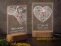 Custom Couple Map Night Light, Valentine's Day Gifts for Her, Our First Date Acrylic Plaque, Where It All Began Location Plaque