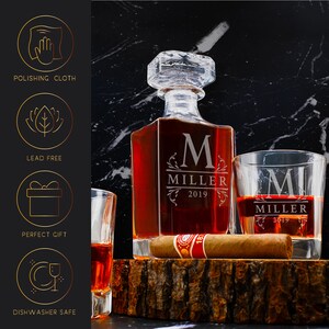 Whiskey Decanter Set Personalized Gifts for Him, Anniversary Gifts for Men, Wedding Gifts for Couples, Birthday Gift, Groomsmen Gifts image 6