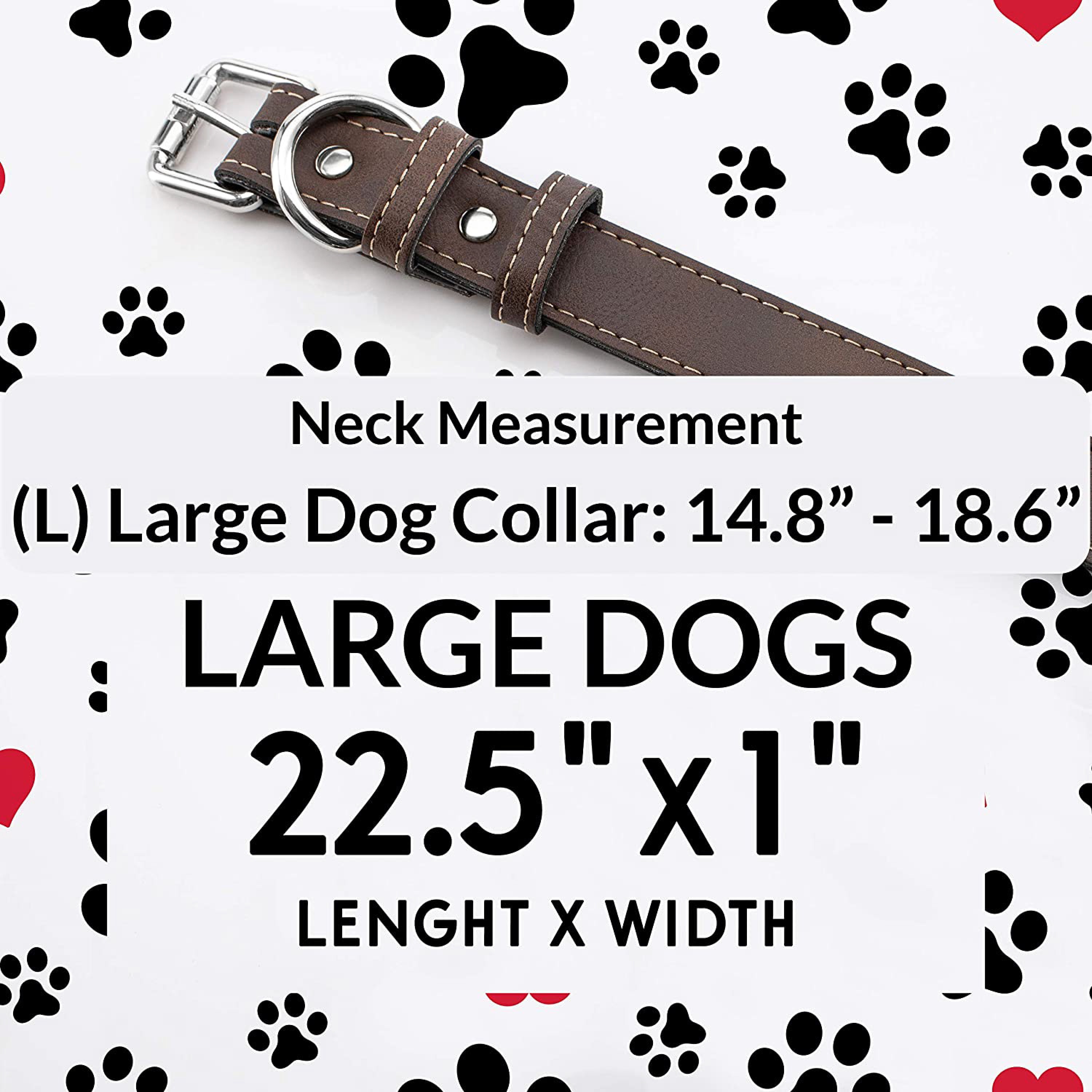 Leather Dog Collar Personalized w/ Dog's Name, Phone Number & Cute Icons, Small, Medium, Large Leather Dog Collar Personalized w/ Dog's Name, Phone Number & Cute Icons, Small, Medium, Large