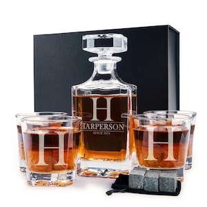 Whiskey Decanter Set Personalized Gifts for Him, Anniversary Gifts for Men, Wedding Gifts for Couples, Birthday Gift, Groomsmen Gifts image 1