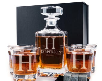 Whiskey Decanter Set Personalized Gifts for Him, Anniversary Gifts for Men, Wedding Gifts for Couples, Birthday Gift, Groomsmen Gifts