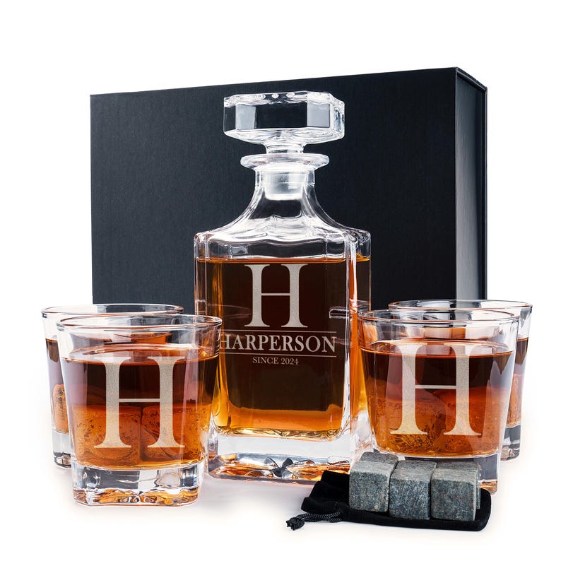 Whiskey Decanter Set Personalized Gifts for Him, Anniversary Gifts for Men, Wedding Gifts for Couples, Birthday Gift, Groomsmen Gifts image 1