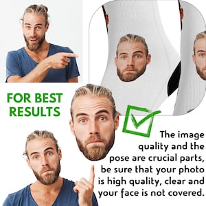 Personalized Socks with Faces, Birthday Gifts for Him, Custom Socks, Personalized Gifts for Him, Funny Gift Idea with Photo, Face Socks image 6