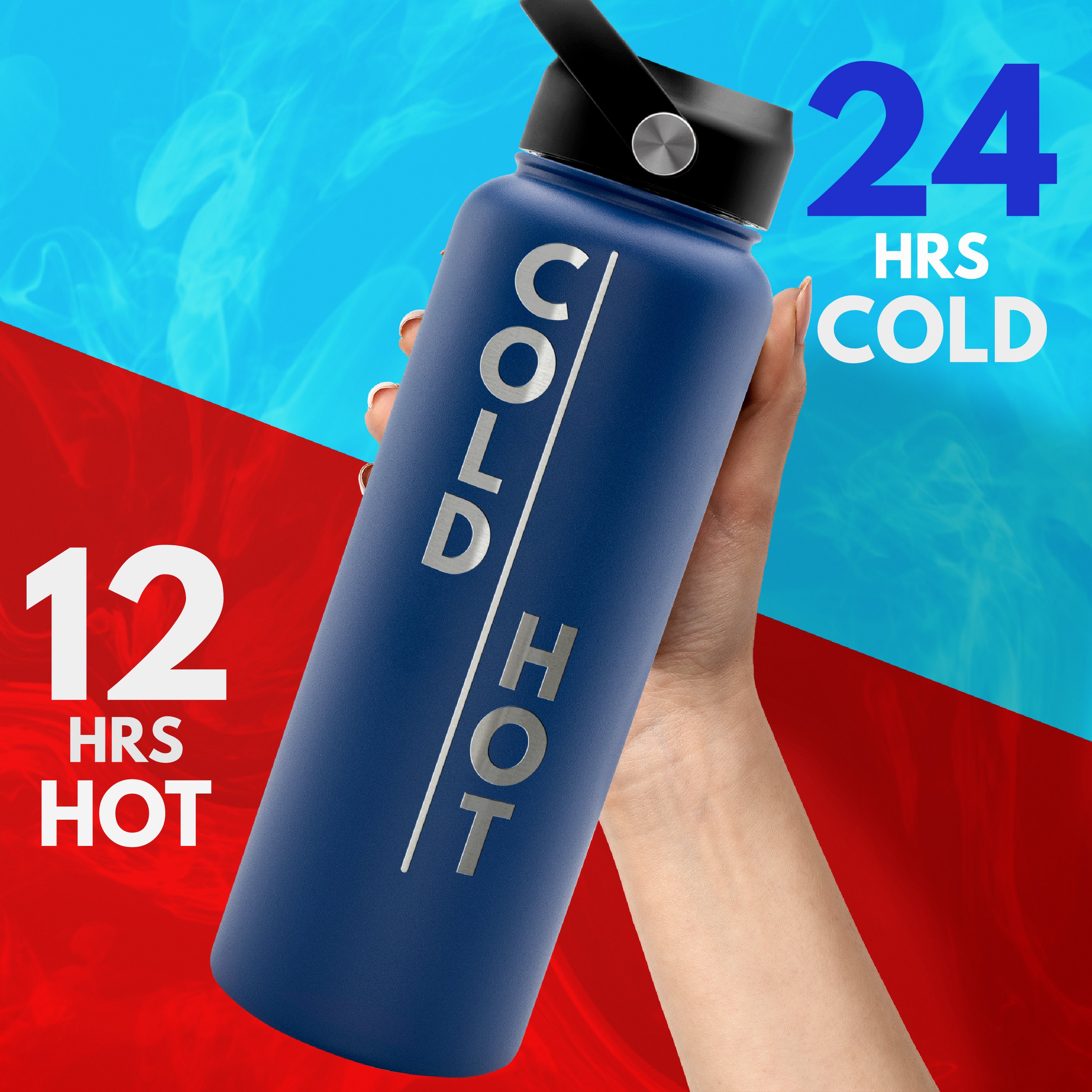 The Coldest Water - Sports Water Bottle - 40 oz (Straw Lid, Red