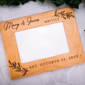 Wedding Frame, Personalized Picture Frame, Wedding Gift Photo Frame Engraved, Housewarming Gifts for the Couples, Anniversary Gifts image 3