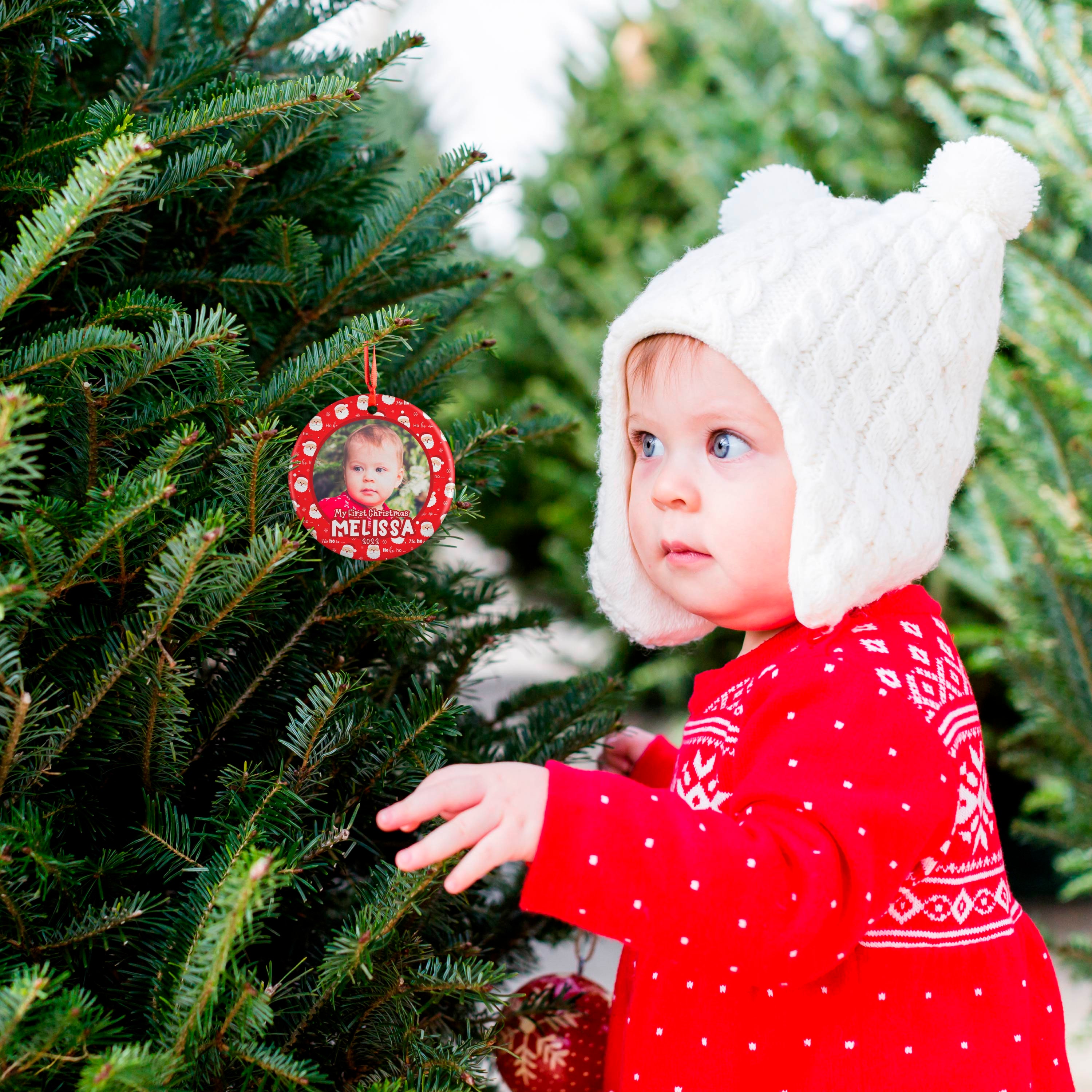Babys First Christmas 2022, Personalized Photo Ornament Upload Photo