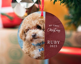 Personalized Dog Ornament, Puppy First Christmas Ornament, Custom Pet Ornament, Keepsake Photo Ornament, Dog Lover Gift, Dog Dad, Dog Mom
