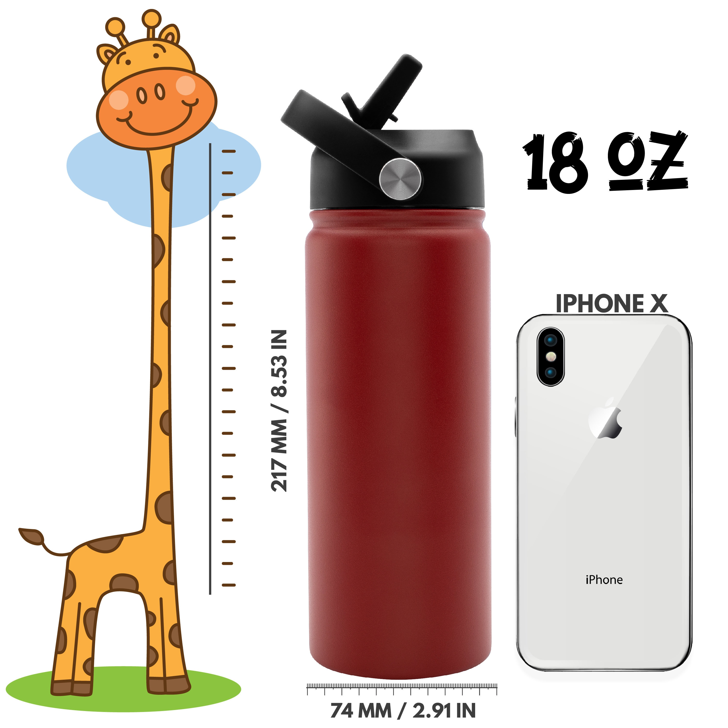 Personalized stainless steel waterbottle with straw, kids water