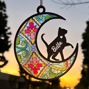 Cat Ornament, Pet Memorial Gift, Cat Memorial Gift Personalized Loss of Pet Sympathy Gift Suncatcher, Cat Memorial Suncatcher, Cat Lovers