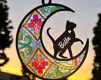 Cat Ornament, Pet Memorial Gift, Cat Memorial Gift Personalized Loss of Pet Sympathy Gift Suncatcher, Cat Memorial Suncatcher, Cat Lovers