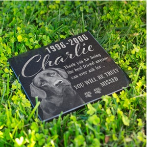 Dog Memorial Stone Personalized, Pet Memorial Stone Engraved, Dog Headstone with Picture, Pet Grave Marker for Best Companion, DESIGN 2