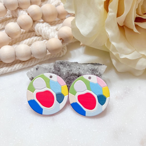 Multicolored Dot Circle Acrylic Pendant Charm | Colorful Jewelry Finding | Jewelry Making Supplies