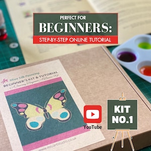 Roze-limoengroene vlinderset voor zijdeschilderen: deel 1 van trilogie | De reis voor beginners | DIY-kunstset met video- en offlinehandleidingen
