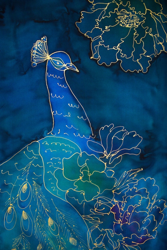 Peacock silk scarf sales