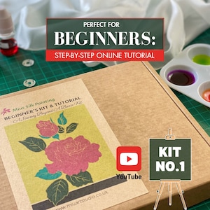 Kit voor schilderen op zijde met rode roos: deel 1 van trilogie | De reis voor beginners | DIY-kunstset met video- en offlinegidsen