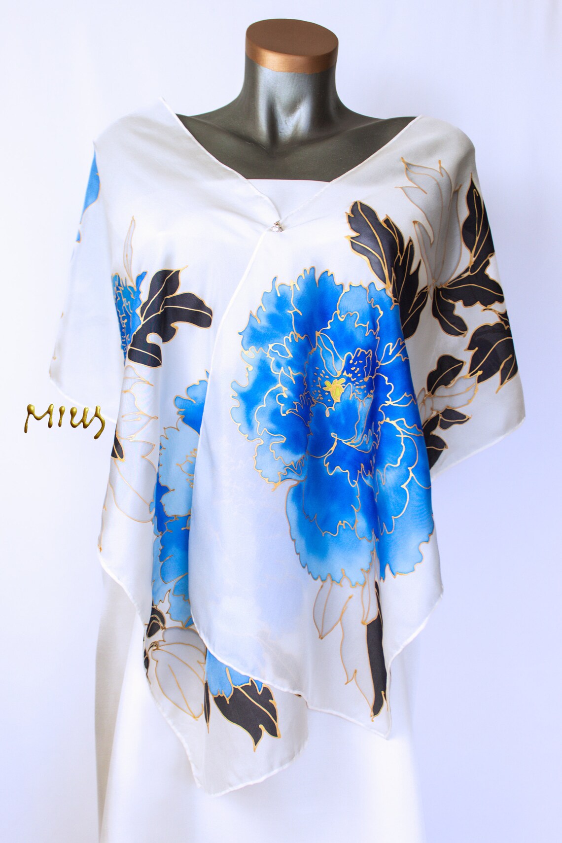 Hand-painted silk mousseline scarf main image 1