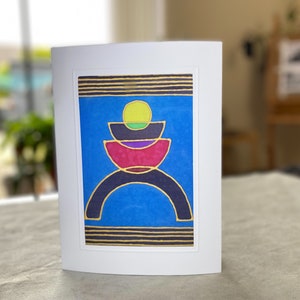 Biglietti d'auguri unici in seta dipinti a mano - Formato A5, unici nel loro genere, arte moderna, design minimalisti