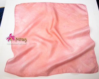 Peach Pink - Fashion Colour Trends - Hand-Dyed Silk Scarf- Square Neck/Bag scarf -  2023 Fashion Colour - Gift For Her/Him