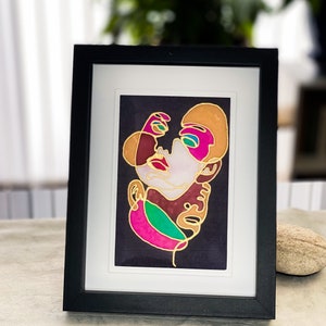 Biglietti d'auguri unici in seta dipinti a mano - Formato A5, unici nel loro genere, arte moderna, design minimalisti