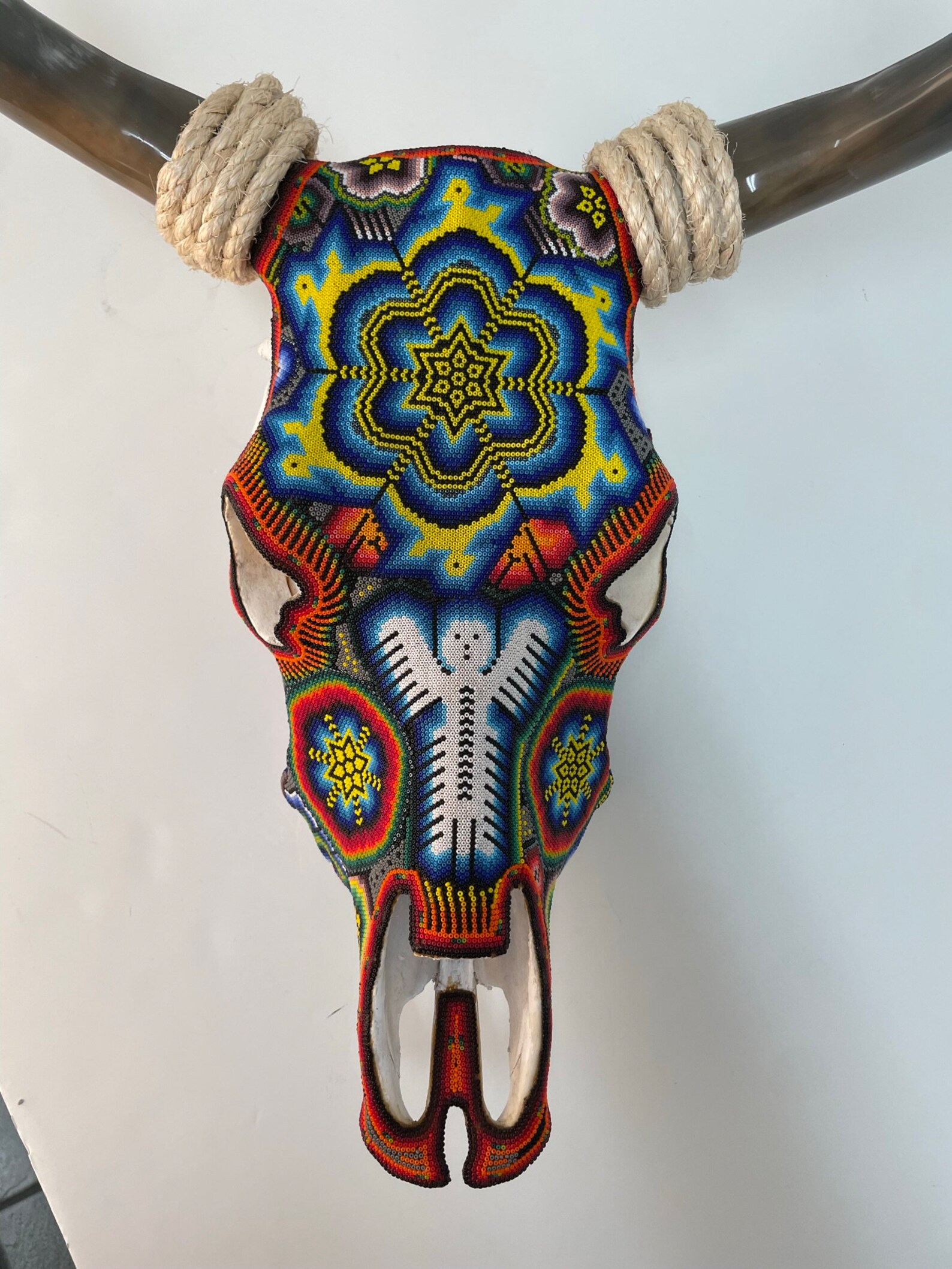 Huichol Beaded Cow Skull, Small main image 0