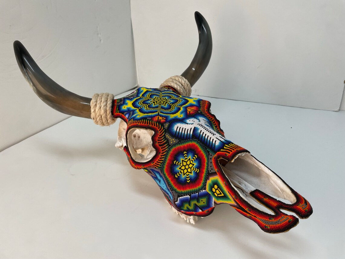 Huichol Beaded Cow Skull, Small main image 1
