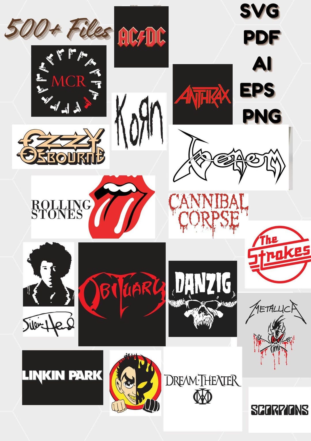 File Rock 5oorock Band Svg,pdf,ai,eps,png Bundle Files,rock Music ,heavy Metal ...