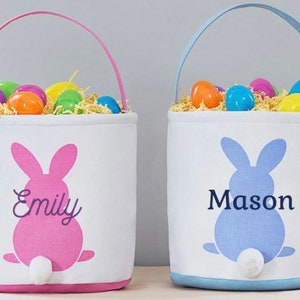 Personalized Easter Basket, Customized Easter Basket, Girl Easter Basket, bunny basket, Easter tote bag, Easter canvas, bunny, Easter gifts