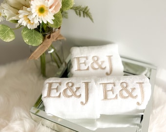 Embroidered Monogram Towel: Custom 100% Cotton Bath or Hand Towel
