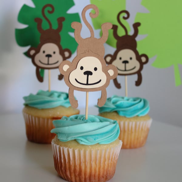 Cupcake toppers, Monkey theme, jungle theme party, birthday, safari theme, cute monkeys, baby shower, 1st birthday