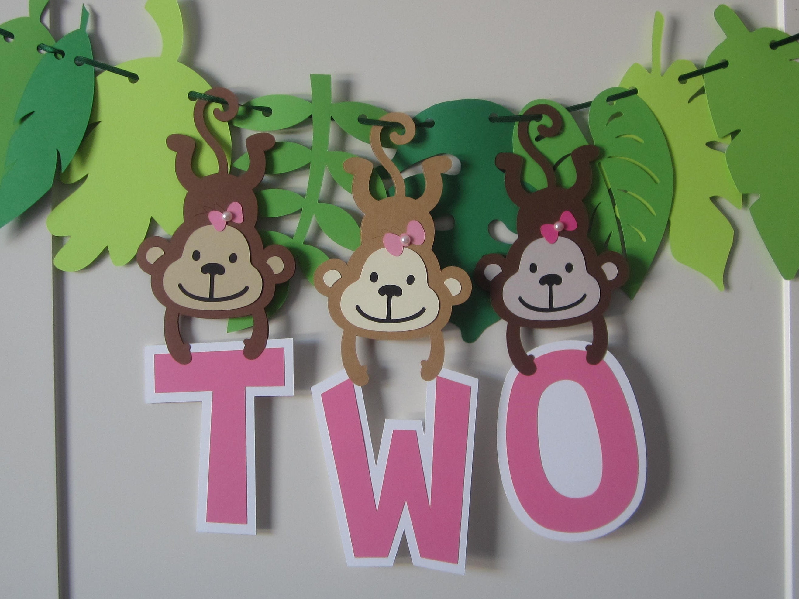 Monkey Party Signs Decoration Birthday Baby Shower – Pink the Cat