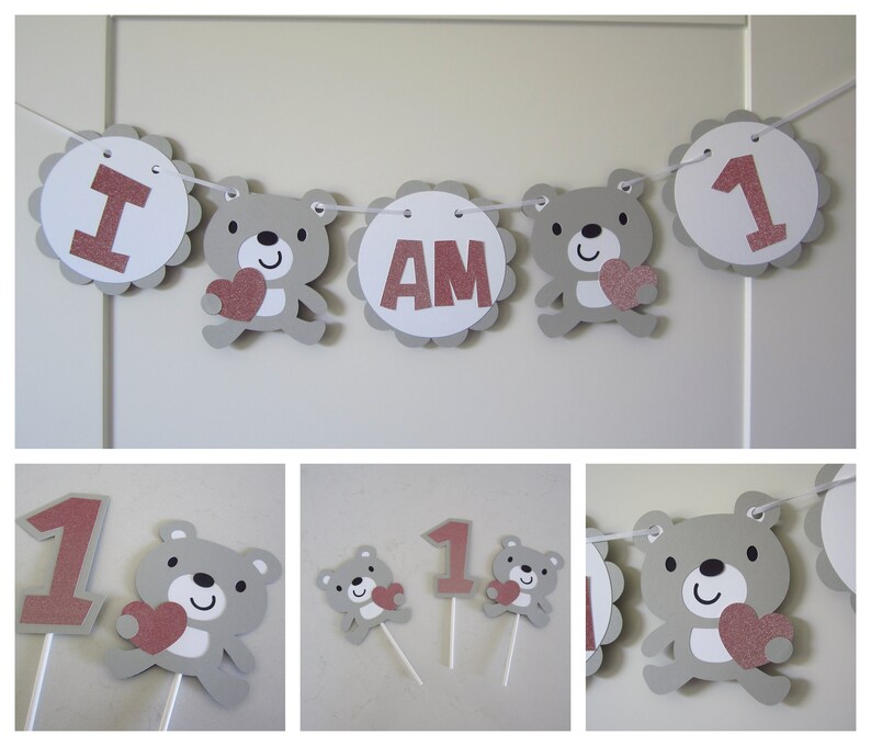 Cute Bears Baby S 1st Birthday High Chair Banner Bear Image 0