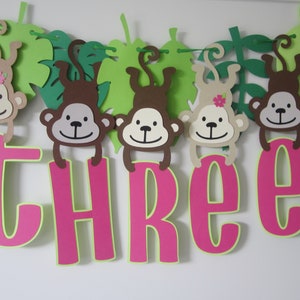 Monkey theme banner, jungle 3rd birthday, safari theme, monkeys, Highchair banner, zoo party