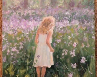 Girl in the Meadow Original 12x16