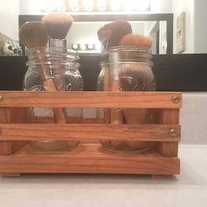 Decorative, wooden, double Mason jar, crate, organizer,farmhouse, rustic image 1