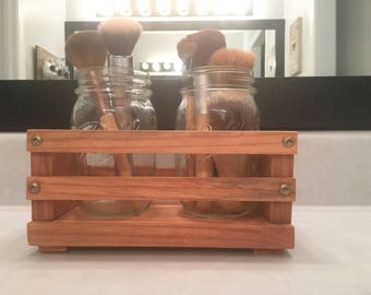 Decorative, wooden, double Mason jar, crate, organizer,farmhouse, rustic