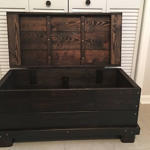 Hinged Wood trunk, coffee table