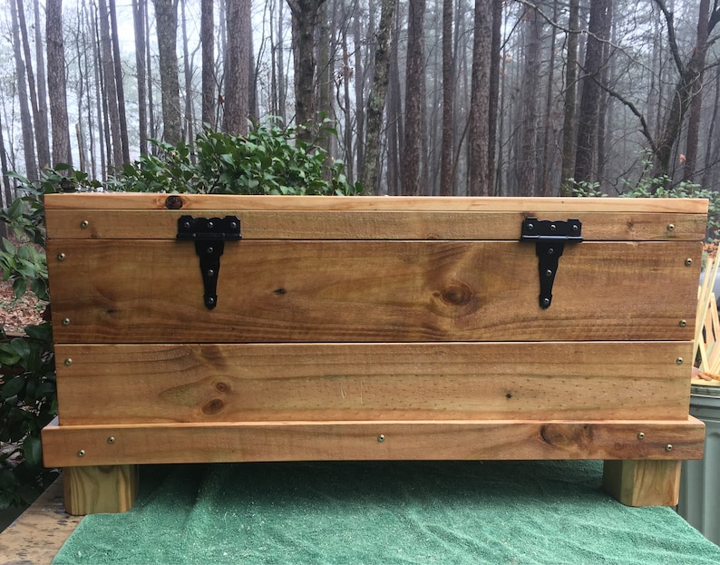 Hinged Wood trunk, coffee table image 5