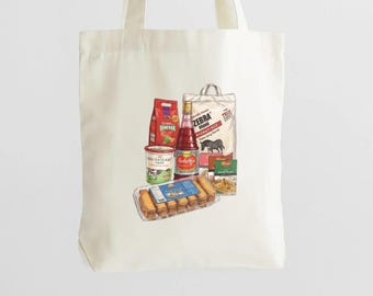 The "South Asian Staples" Canvas Bag - Desi Grocery Tote Bag