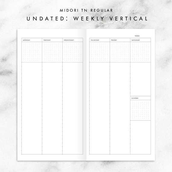 Printable Standard Blank Traveler's Notebook Insert Planner