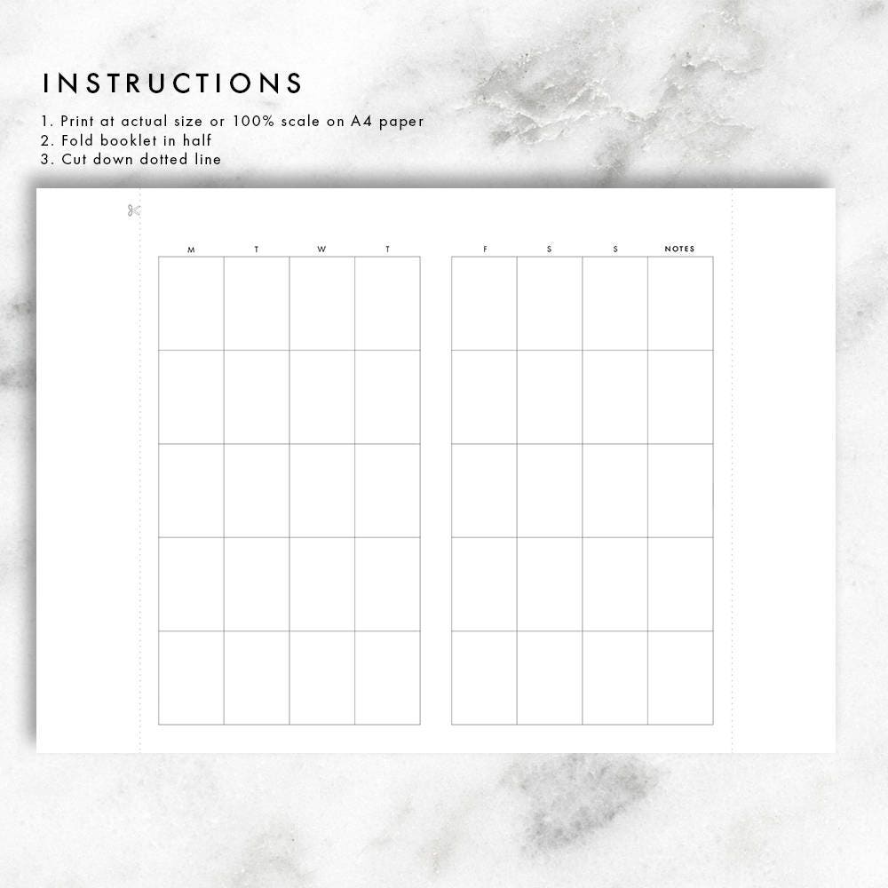 Midori Traveler's Notebook Undated 12 Month Monthly Printable Inserts ...