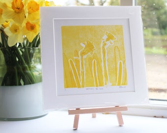 Daffodil Monoprint | Yellow Flower Art Print | Botanical Home Decor | Handprinted Floral Wall Art | Original | Unique | One Of A Kind