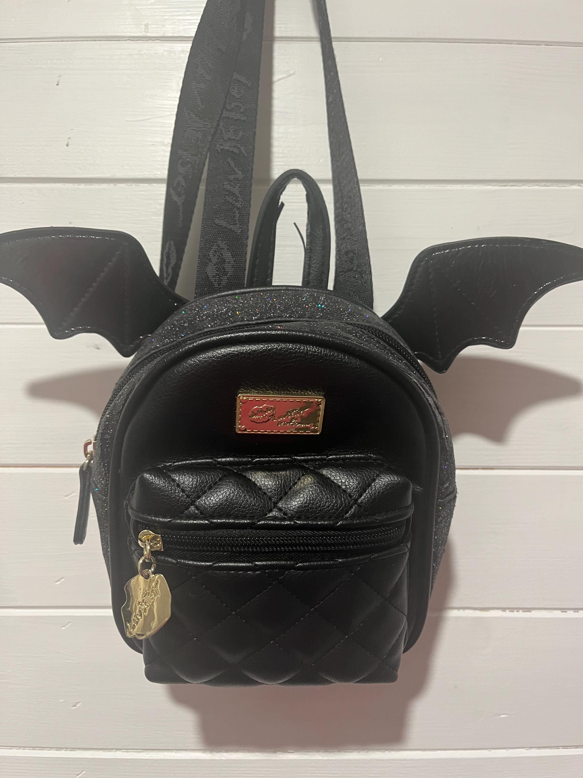 betsey johnson black bat winged glitter mini backpack Cute Little Betsey Johnson Bat Backpack
