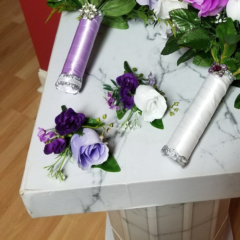 Silk Flowers,Wedding,Bridal Bouquet,Lilac,Off White Roses,Anemones,Dark Purple,Dahlia,Lavender,Magnolia,Peonies,Beige,Greenery,Ivory,Violet