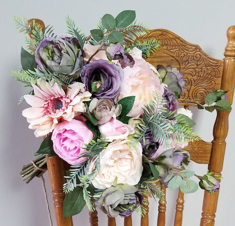 Wedding,Bridal Bouquet,Silk Flower,Rose,Greenery,Peony,Dusty,Mauve,Pink,Pale,Violet,Daisy,Purple,Lilac,Blush,Fall,Green,Lavender,Boho,Rustic