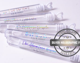 Silver Hologram Foil Labels, Personalized Wedding Labels, Custom Wedding Stickers, Lipgloss Labels, Hologram Clear, Wedding Bubble Labels