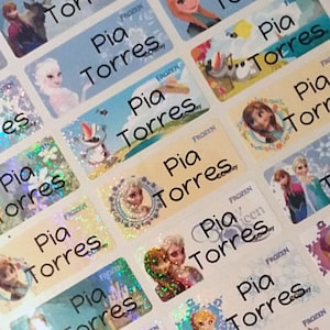 Wasserfeste Namensetiketten, Name, Sticker personalisiert, Disney Frozen, Glitzeraufkleber, Glitzeraufkleber, Glitzeraufkleber, Flaschenaufkleber, MEDIUM