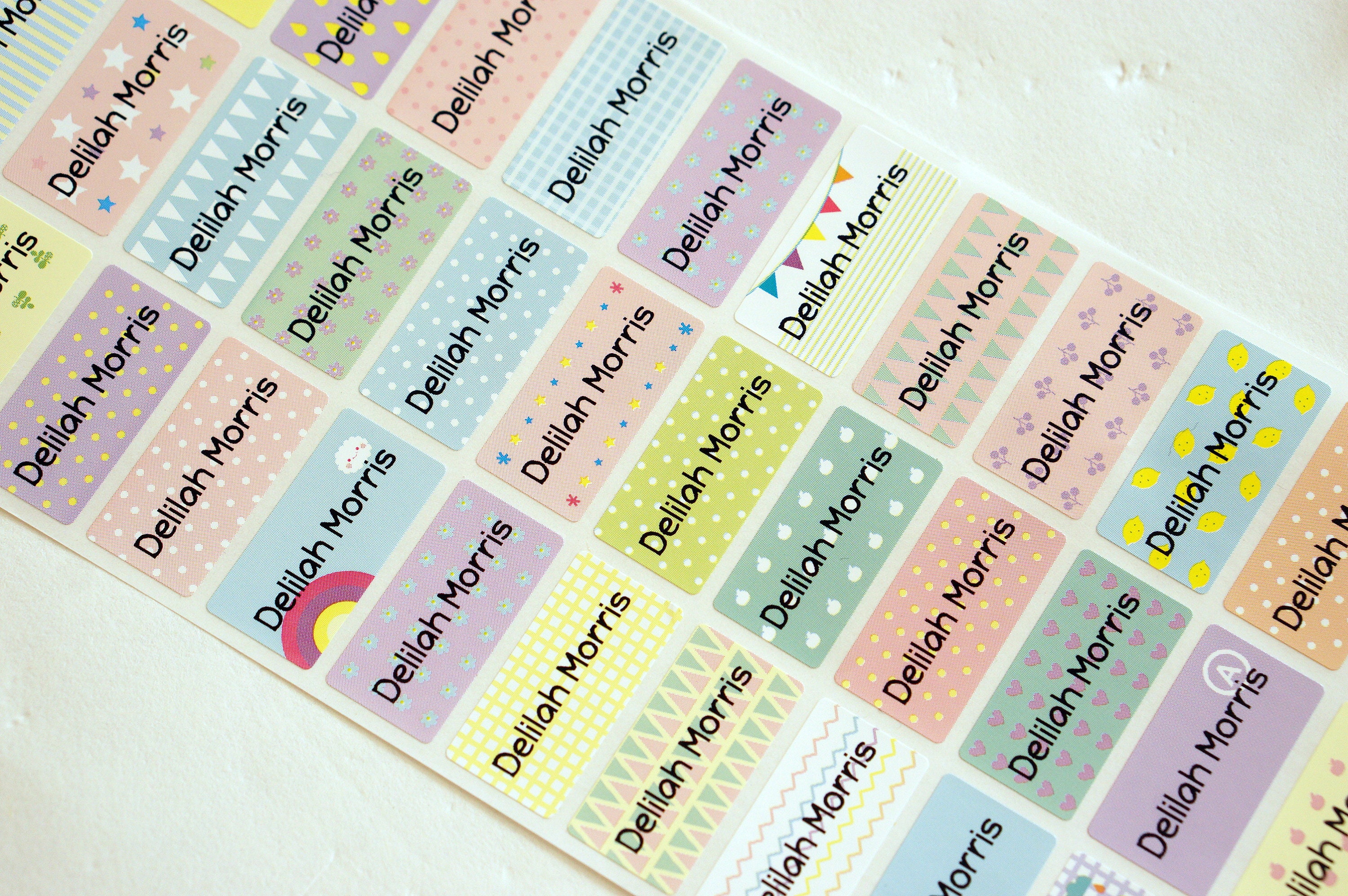 Colorful Pattern Name Labels Custom Name Stickers - Etsy
